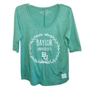Baylor | Retro Brand Green Scoop Neck 3/4 Sleeve Tee XS